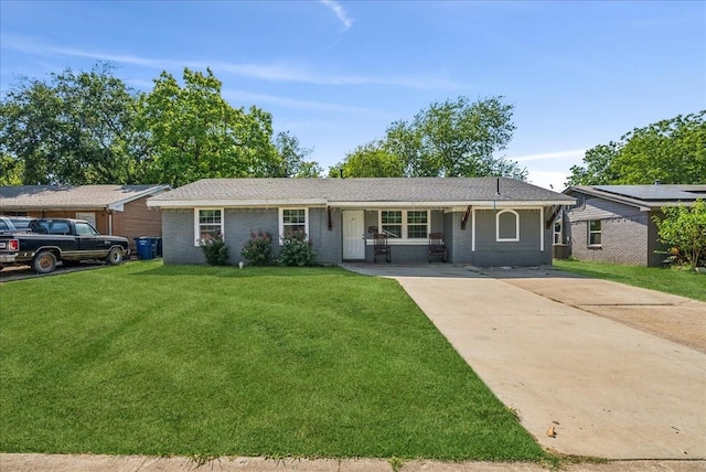 single story home with a front yard