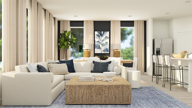 living room with light wood-type flooring