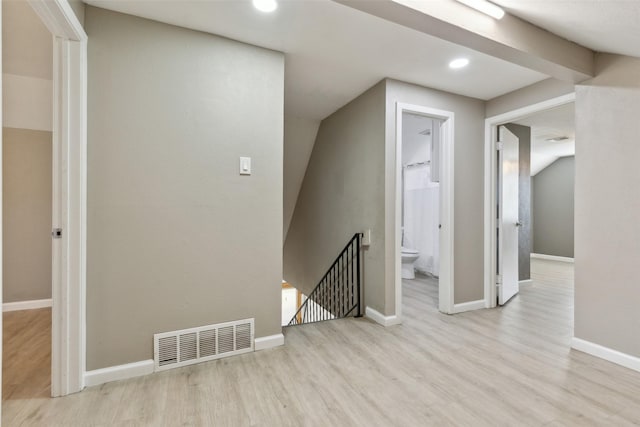 interior space with light hardwood / wood-style floors