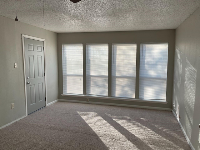 unfurnished room with carpet floors and a textured ceiling