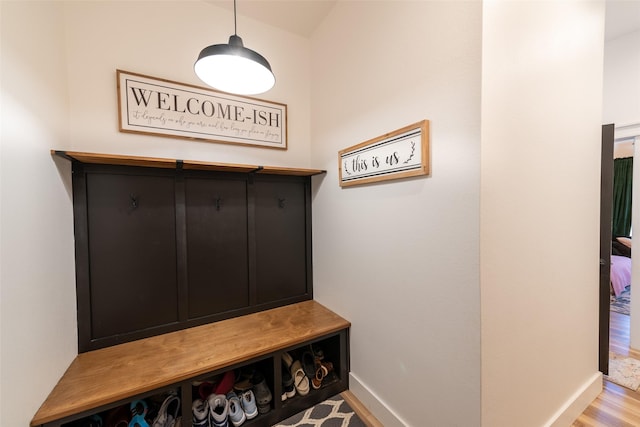 mudroom featuring light wood-type flooring