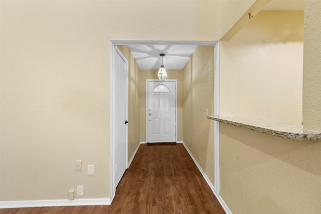 doorway with dark hardwood / wood-style flooring