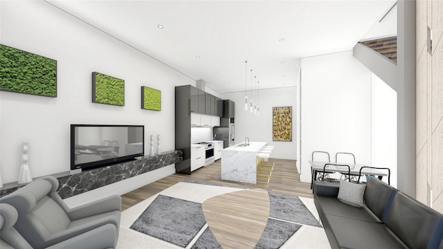 2080 Kelly Ave Unit 107, Dallas, TX 75215 - living room featuring wood-type flooring and sink