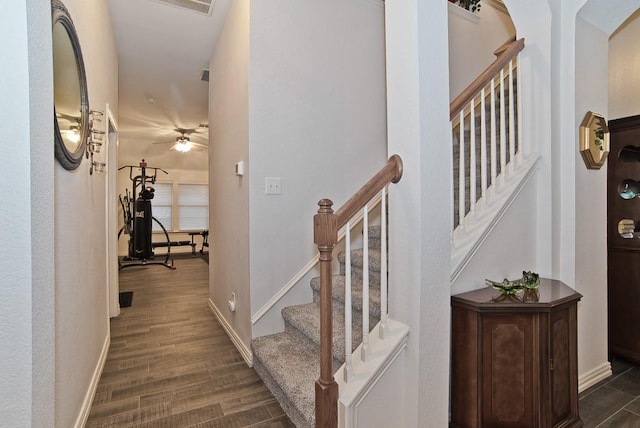 hall featuring dark wood-type flooring