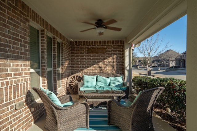 view of patio / terrace featuring an outdoor hangout area and ceiling fan