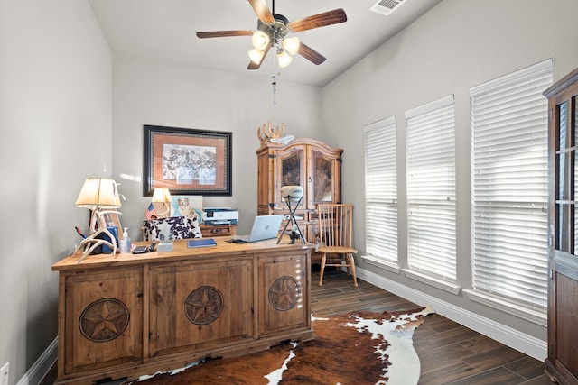 office featuring ceiling fan