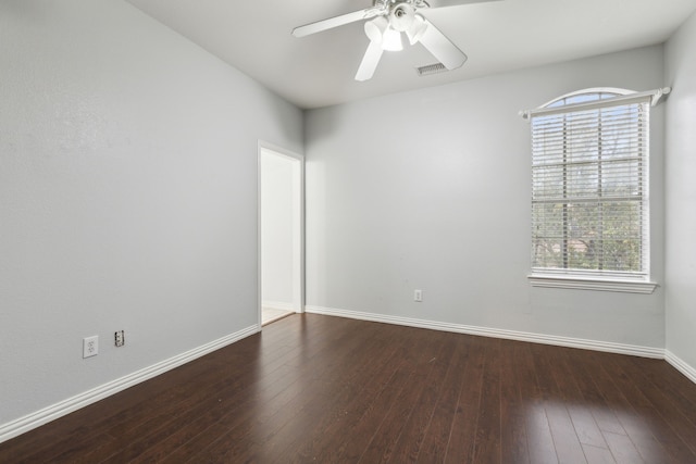 900 Thimbleberry Dr, Mckinney, TX 75071 - empty room featuring visible vents, ceiling fan, baseboards, and wood-type flooring