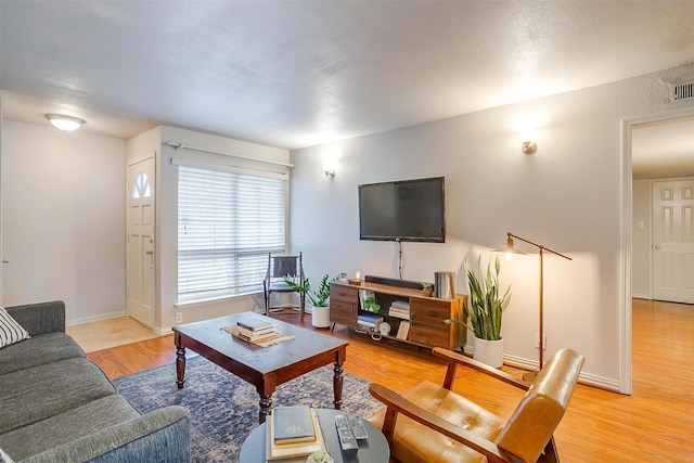 living room featuring light hardwood / wood-style flooring