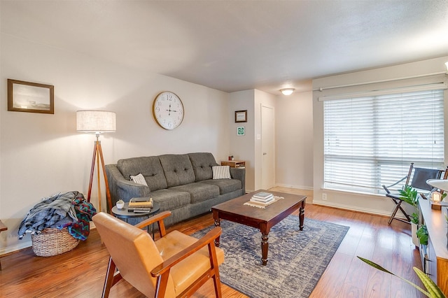 living room with light wood-type flooring