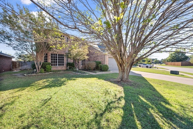 view of yard with a garage