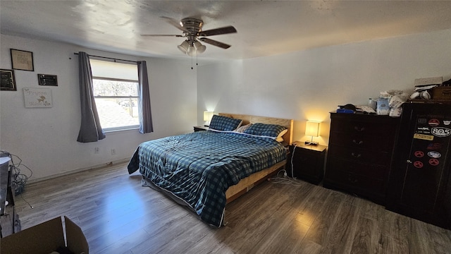 833 James St, Azle, TX 76020 - bedroom with wood finished floors, ceiling fan, and baseboards