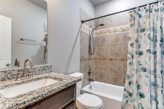 full bathroom with vanity, toilet, and shower / bath combo