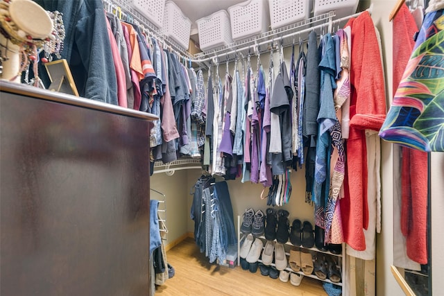 spacious closet featuring hardwood / wood-style flooring