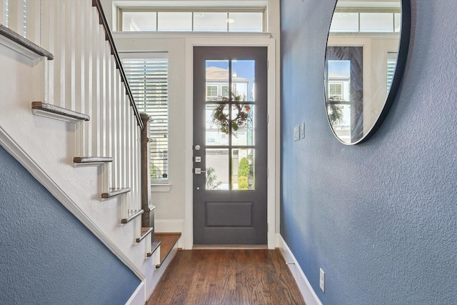 foyer with dark wood-type flooring