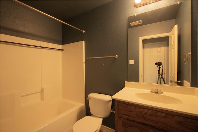 full bathroom featuring vanity, toilet, and shower / bath combination