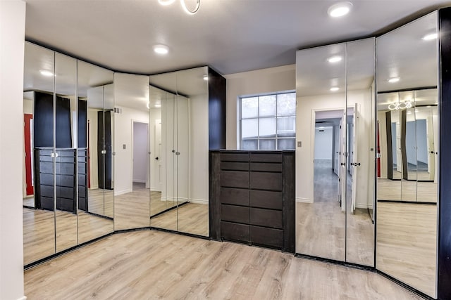 walk in closet featuring light hardwood / wood-style flooring