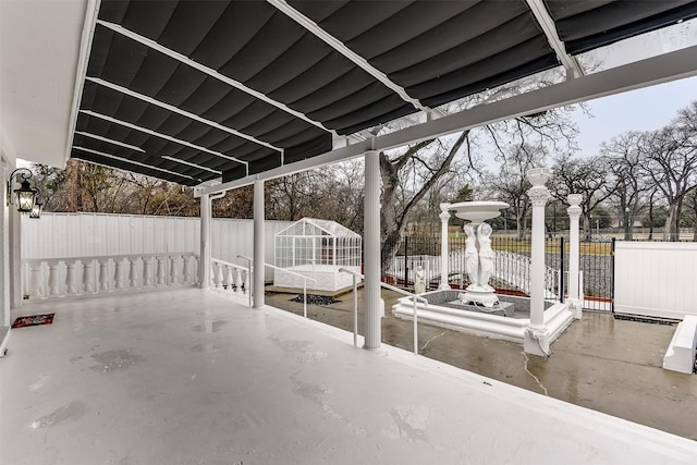 view of patio / terrace with an outdoor structure