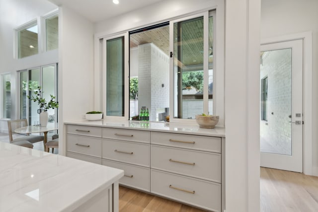 bathroom with wood-type flooring and vanity