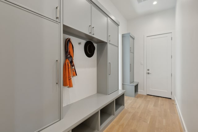 mudroom featuring light wood-type flooring