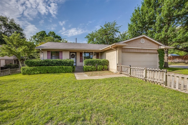 1241 Cypress Dr, Richardson, TX 75080 - ranch-style house featuring driveway, brick siding, fence, an attached garage, and a front yard