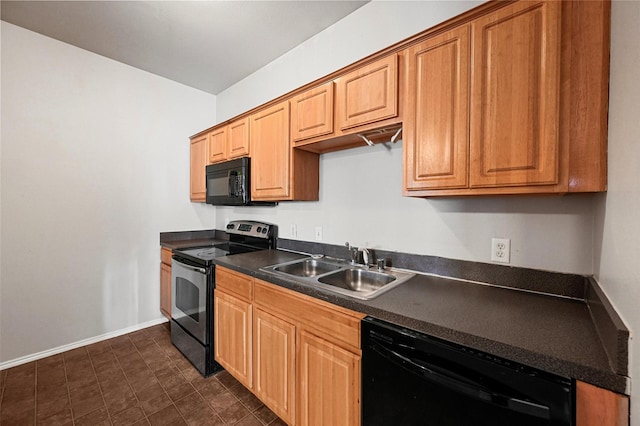 kitchen with sink and black appliances