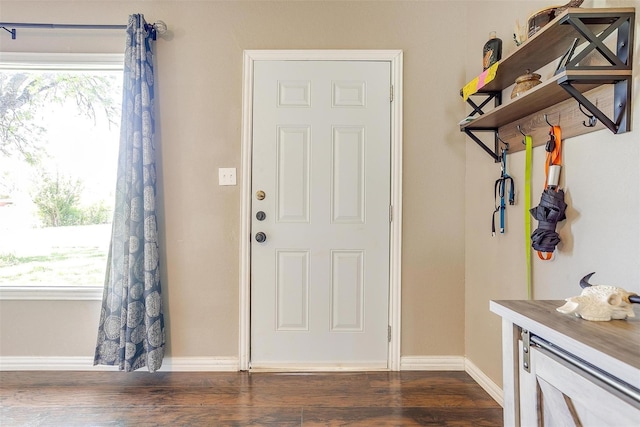 mudroom featuring dark hardwood / wood-style floors