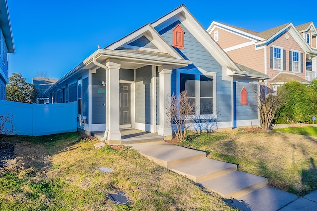 view of front of home with a front yard