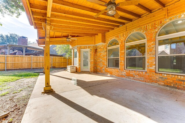 view of patio with ceiling fan