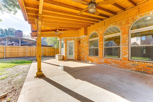 view of patio / terrace featuring ceiling fan