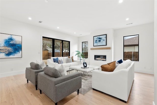 living room featuring light hardwood / wood-style floors