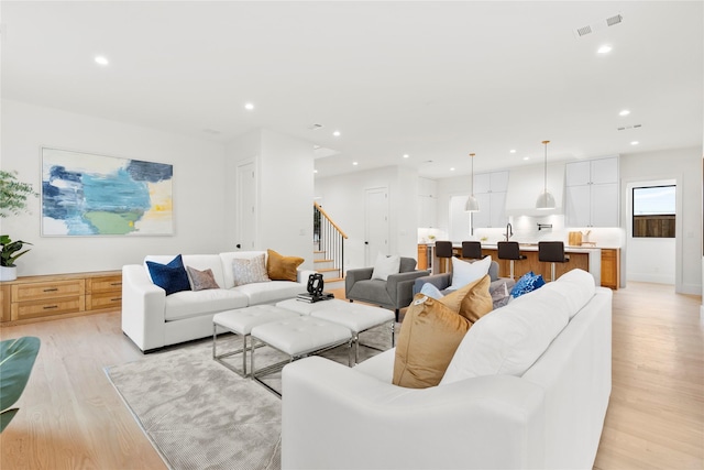 living room featuring light hardwood / wood-style floors