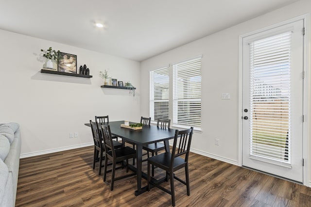 dining room with dark hardwood / wood-style floors