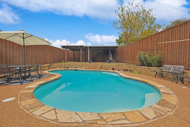 view of pool featuring a patio