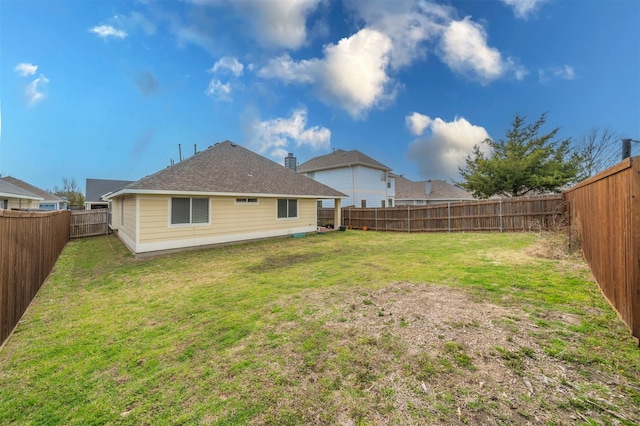 view of yard featuring a fenced backyard