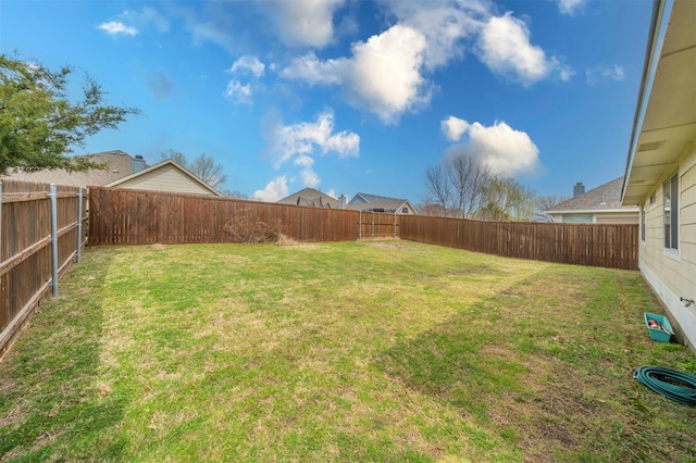 view of yard with a fenced backyard