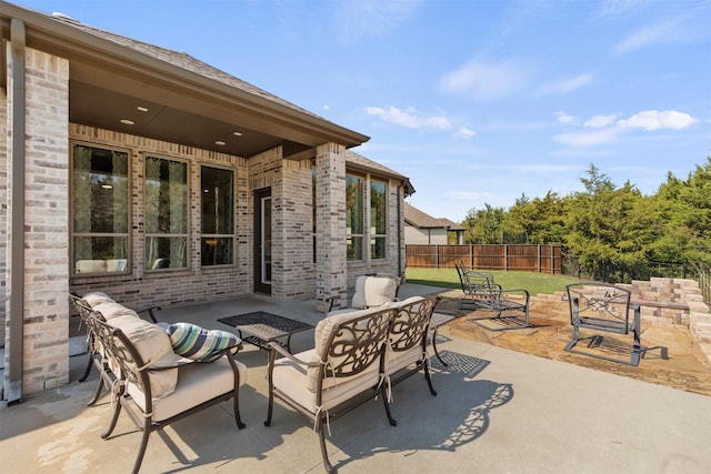 view of patio featuring an outdoor living space