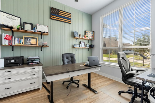 home office featuring light wood-type flooring