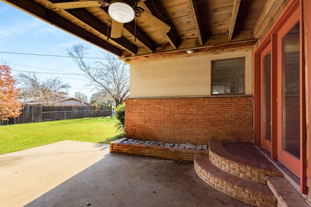 view of patio / terrace featuring ceiling fan