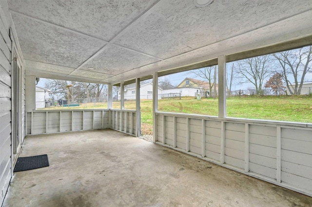 view of unfurnished sunroom