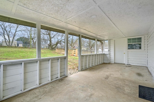 view of unfurnished sunroom