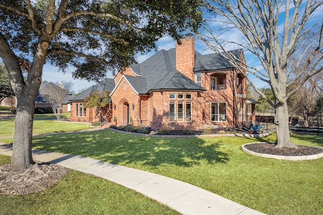 view of front of home featuring a front lawn