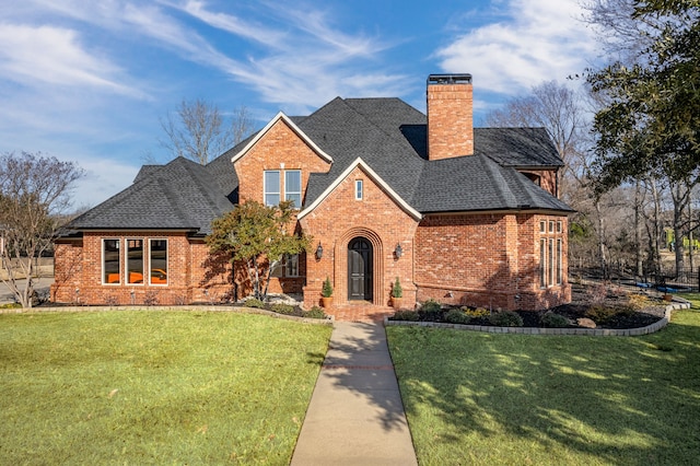 view of front facade featuring a front lawn