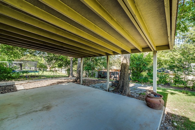 view of patio / terrace with a trampoline