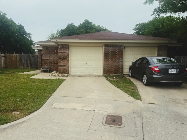 garage with a yard