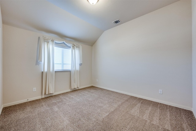 bonus room with vaulted ceiling, baseboards, visible vents, and carpet floors