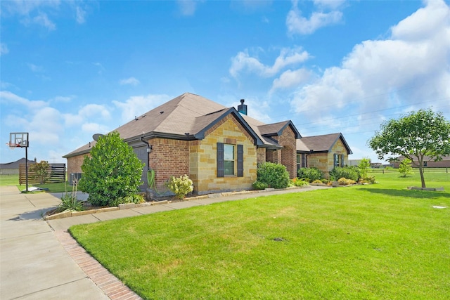 view of front of home with a front yard