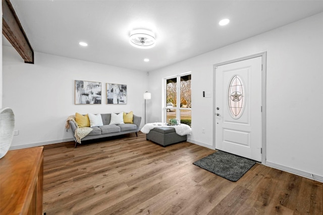 foyer with hardwood / wood-style flooring