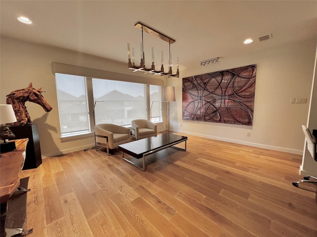 living room with wood-type flooring