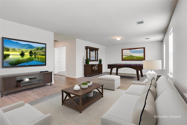 living room featuring light hardwood / wood-style floors