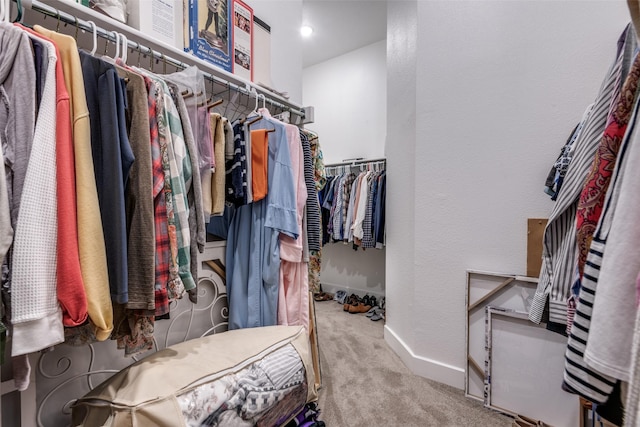 walk in closet with carpet floors